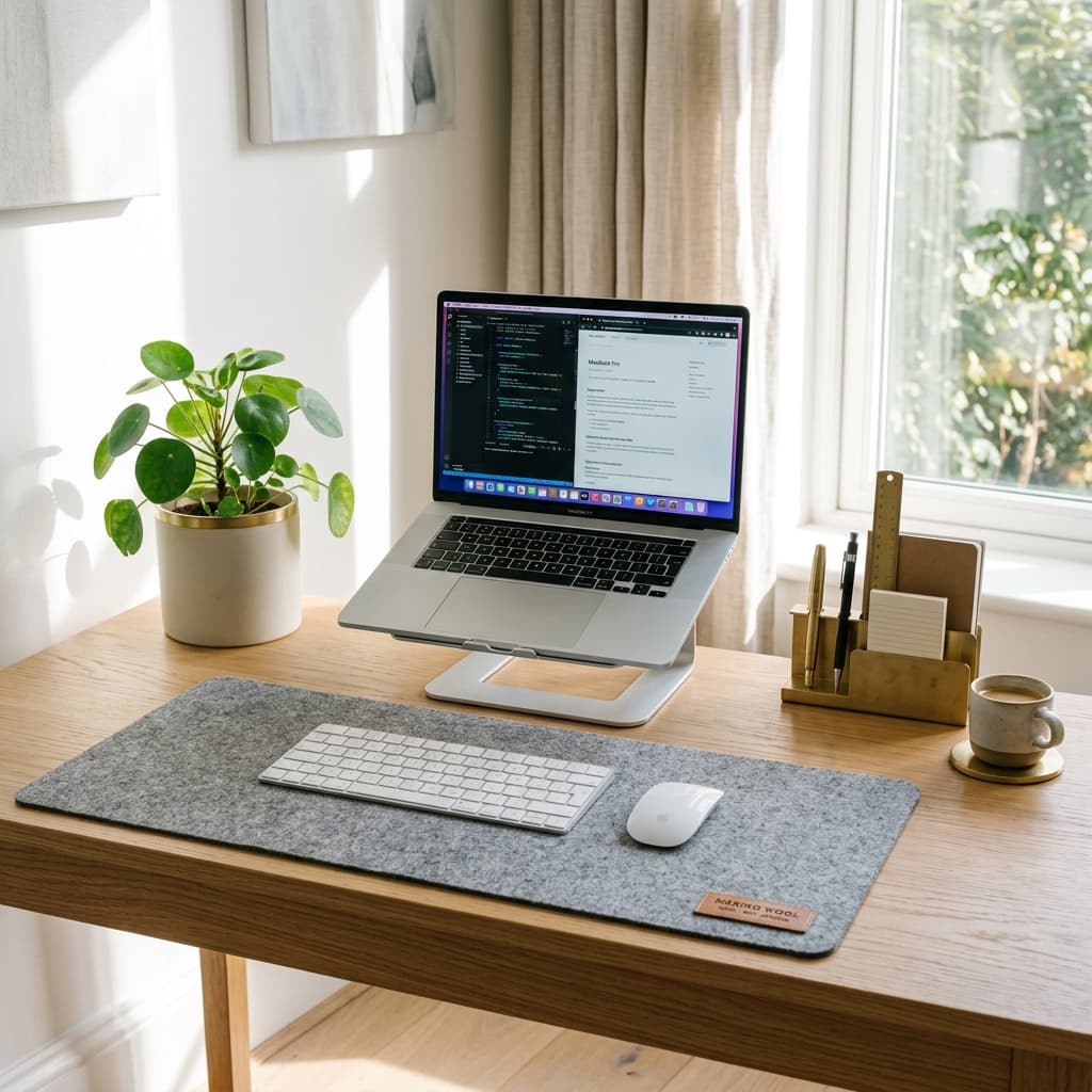 Elena Rostova's desk setup